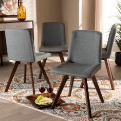 Set Of 4 Pernille Fabric Upholstered Walnut Finished Dining Chairs Gray/Walnut - Baxton Studio 6 Set Of 4 Pernille Fabric Upholstered Walnut Finished Dining Chairs Gray/Walnut - Baxton Studio -Cozy Living Deals Store GUEST 241dbba0 ab8e 4bc5 950b 9813e998db5b