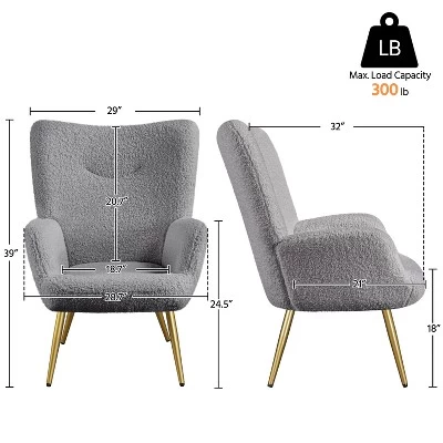 Yaheetech Modern Boucle Fabric Accent Chair For Living Room Bedroom 2 Yaheetech Modern Boucle Fabric Accent Chair For Living Room Bedroom - Image 2