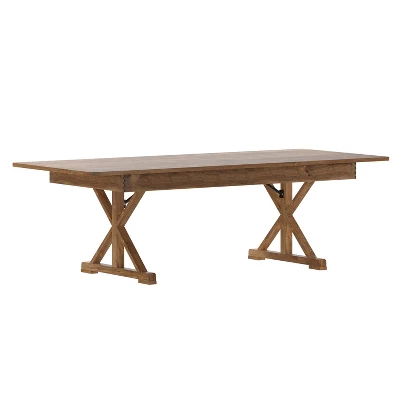 Merrick Lane 8' X 40" Rectangular Antique Rustic Solid Pine Foldable Dining Table With Crisscross Legs 13 Merrick Lane 8' X 40" Rectangular Antique Rustic Solid Pine Foldable Dining Table With Crisscross Legs - Image 13