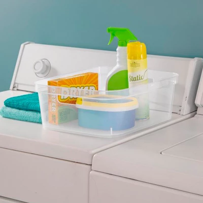 Sterilite 5.25 X 12.25 X 15 Inch Medium Modern Storage Bin W/ Comfortable Carry Through Handles & Banded Rim For Household Organization, Clear 16 Pack 2 Sterilite 5.25 X 12.25 X 15 Inch Medium Modern Storage Bin W/ Comfortable Carry Through Handles & Banded Rim For Household Organization, Clear 16 Pack - Image 2