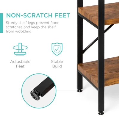 Best Choice Products 55in Rustic 3-Tier Console Table For Living Room, Entry W/ Non-Scratch Feet 2 Best Choice Products 55in Rustic 3-Tier Console Table For Living Room, Entry W/ Non-Scratch Feet - Image 2