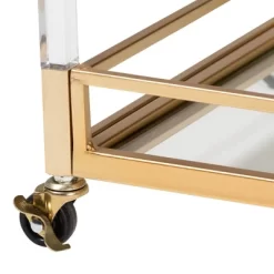 Savannah Metal And Glass Wine Cart Gold/Clear - Baxton Studio -Cozy Living Deals Store GUEST 258654ba 7fca 4560 8efe 92bcc4743b5a