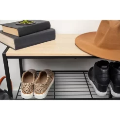 3 Tier Shoe Rack Black Metal With Natural Wood - Brightroom™ -Cozy Living Deals Store GUEST 25c02cd7 83d7 43ab b1c5 e81b1f1b8427
