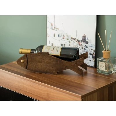 Vintiquewise Wooden Fish Shaped Vintage Decorative Single Bottle Wine Holder 3 Vintiquewise Wooden Fish Shaped Vintage Decorative Single Bottle Wine Holder - Image 3