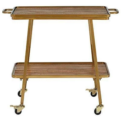 Felix 2 Tier Bar Cart Gold - Adore Decor 1 Felix 2 Tier Bar Cart Gold - Adore Decor