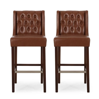 Set Of 2 Bayliss Contemporary Wingback Barstools - Christopher Knight Home 6 Set Of 2 Bayliss Contemporary Wingback Barstools - Christopher Knight Home - Image 6