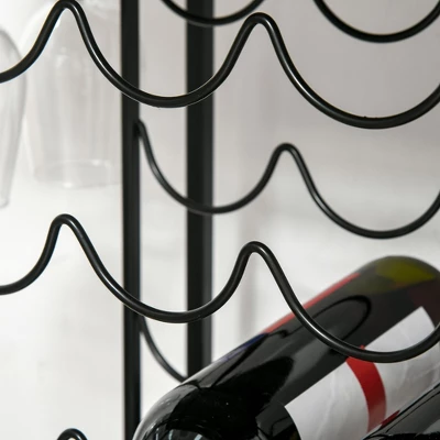 HOMCOM 24-Bottle Industrial Modern Wine Rack Table, Freestanding 6 Tier Wine Bottle Organizer With Glass Stemware Holder , Natural / Black 5 HOMCOM 24-Bottle Industrial Modern Wine Rack Table, Freestanding 6 Tier Wine Bottle Organizer With Glass Stemware Holder , Natural / Black - Image 5