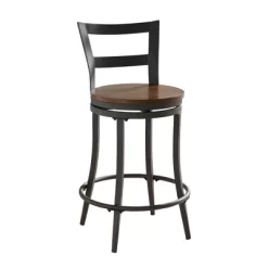 Set Of 2 24" Saroyan Swivel Metal & Wood Counter Height Barstool Graphite - Inspire Q -Cozy Living Deals Store GUEST 2754b290 c11e 492a ae0a 57802961b958