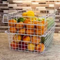 Set Of 2 Storage Bins - Basket Set For Toy, Kitchen, Closet, And Bathroom Storage - Large Shelf Organizers With Handles By Home-Complete (White) -Cozy Living Deals Store GUEST 275503b1 fa3d 4f7e bad4 3ac011784789