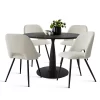 Haven+Edwin 5-Piece Black Round-Shaped Dining Table Set With 4 Upholstered Bouclé Fabric Dining Chair With Black Legs-The Pop Maison