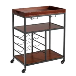 Costway 3 Tier Kitchen Trolley Utility Cart W/Wine Rack & Glass Holder -Cozy Living Deals Store GUEST 281fee53 3cc8 4b76 8572 0a838a9660aa