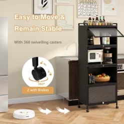 Costway 5-Tier Kitchen Baker's Rack Storage Cabinet Mobile Microwave Stand Flip-up Doors -Cozy Living Deals Store GUEST 292a52b7 47b2 4f14 b246 c22b8df21990