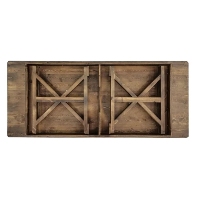 Merrick Lane 8' X 40" Rectangular Antique Rustic Solid Pine Foldable Dining Table With Crisscross Legs 9 Merrick Lane 8' X 40" Rectangular Antique Rustic Solid Pine Foldable Dining Table With Crisscross Legs - Image 9