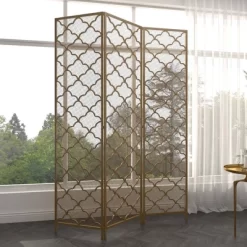Modern Metal Filigree Room Divider Screen Gold - Olivia & May -Cozy Living Deals Store GUEST 29add615 b50a 4535 a043 b63afa206e40