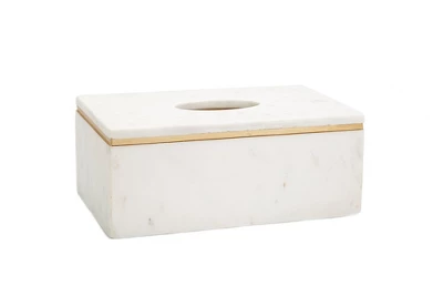 Classic Touch White Decorative Tissue Holder Gold Rim Design 2 Classic Touch White Decorative Tissue Holder Gold Rim Design - Image 2
