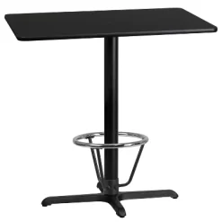 Flash Furniture 24'' X 42'' Rectangular Black Laminate Table Top With 23.5'' X 29.5'' Bar Height Table Base And Foot Ring