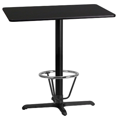 Flash Furniture 24'' X 42'' Rectangular Black Laminate Table Top With 23.5'' X 29.5'' Bar Height Table Base And Foot Ring 1 Flash Furniture 24'' X 42'' Rectangular Black Laminate Table Top With 23.5'' X 29.5'' Bar Height Table Base And Foot Ring