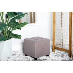 Contemporary Square Pouf Gray - Olivia & May