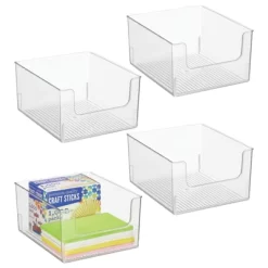 MDesign Open Front Plastic Storage Bin For Cube Furniture, 12" W, 4 Pack - Clear -Cozy Living Deals Store GUEST 2ac0973b 5699 4bd5 a9c9 fe20af1387aa