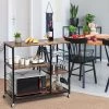 Costway Rolling Industrial Kitchen Baker's Rack Wood Black
