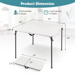 Tangkula Folding Camping Table Portable Picnic Table With All-Weather HDPE Tabletop Metal Frame & Carry Straps White/Gray -Cozy Living Deals Store GUEST 2bb5a6b9 6185 4b09 9258 c70d37e99b93