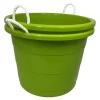 Homz 17 Gallon Indoor Outdoor Storage Bucket W/Rope Handles For Sports Equipment, Party Cooler, Gardening, Toys And Laundry, Bold Lime Green (2 Pack)