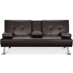 Yaheetech Convertible Faux Leather Sofa Bed Futon With Armrest -Cozy Living Deals Store GUEST 2caf6858 2118 4b47 a105 5c38e5bf3ea9