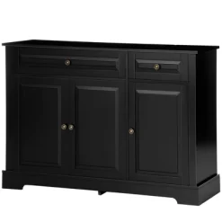 HOMCOM Sideboard Buffet Cabinet, Modern Kitchen Cabinet With 2 Drawers And Adjustable Shelves, Coffee Bar Cabinet For Living Room, Black -Cozy Living Deals Store GUEST 2d1d2590 40c9 4afb 8121 58627314067a