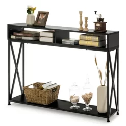 Costway Steel Frame Console Table With Open Shelf And Storage Compartments Black 14 Costway Steel Frame Console Table With Open Shelf And Storage Compartments Black -Cozy Living Deals Store GUEST 2d2a83b4 2366 4f86 9674 d9af762eee94