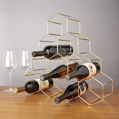 Viski Geo Gold Bottle Wine Rack, Honeycomb Design 5 Viski Geo Gold Bottle Wine Rack, Honeycomb Design - Image 5