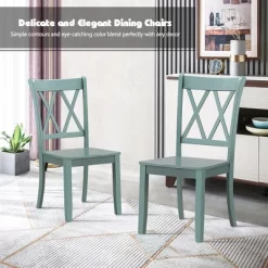 Costway Set Of 2 Wood Dining Chair Cross Back Dining Room Side Chair Mint Green Home Kitchen -Cozy Living Deals Store GUEST 2d43a585 f25f 4de5 9129 3775e2010000