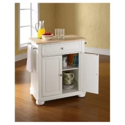 Alexandria Natural Wood Top Portable Kitchen Island - White - Crosley -Cozy Living Deals Store GUEST 2df72fb1 6c90 4bbb b5a0 5d15f7d47c5d