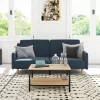 Emma And Oliver Plush Padded Upholstered Split Back Sofa Futon With Smooth Curved Removable Arms And Wooden Legs