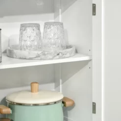 HOMCOM 63" Small Buffet With Hutch, 4-Door Kitchen Pantry, Freestanding Storage Cabinet With Adjustable Shelf For Dining Room, Living Room, White 9 HOMCOM 63" Small Buffet With Hutch, 4-Door Kitchen Pantry, Freestanding Storage Cabinet With Adjustable Shelf For Dining Room, Living Room, White -Cozy Living Deals Store GUEST 2e4a6638 c76d 48ed a491 5bc850b01433