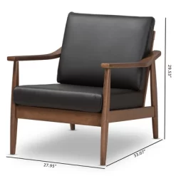 Venza Mid Century Modern Walnut Wood Faux Leather Lounge Chair Black - Baxton Studio -Cozy Living Deals Store GUEST 2f1252cc 3832 4713 a82c b86820270aba