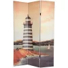 6" Double Sided Lighthouses Canvas Room Divider - Oriental Furniture