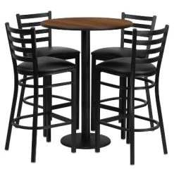 Emma And Oliver 30" Round Laminate Table Set With 4 Ladder Back Metal Stools -Cozy Living Deals Store GUEST 2fb317b6 2529 471c 8cbd 76f316651fad