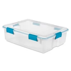 Sterilite Multipurpose Plastic Under-Bed Storage Tote Bins With Secure Gasket Latching Lids For Home Organization
