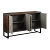 Tina Mid-Century Modern 4 Door Storage Credenza/Sideboard Black/Gray - Treasure Trove
