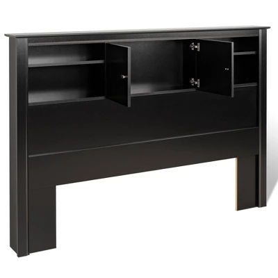 Queen Kallisto Bookcase Headboard With Doors Black - Prepac 2 Queen Kallisto Bookcase Headboard With Doors Black - Prepac - Image 2