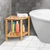 Bambusi Bamboo Corner Bench With Shelf For Bathroom, Living Room, Entryway Or Outside