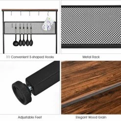 Costway 4-Tier Kitchen Bakers Rack Microwave Oven Stand Industrial W/Hooks & Mesh Panel -Cozy Living Deals Store GUEST 305d9aea b7a1 4f51 93bb 610ac3d83c4d