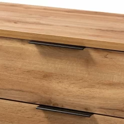 Franklin Wood And Metal 5 Drawer Bedroom Chest Oak/Black - Baxton Studio -Cozy Living Deals Store GUEST 307d35b1 ca39 4553 9c5d ba8bc4e73010