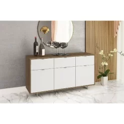 Montana 58 Inch Sideboard - Walnut And White - Polifurniture -Cozy Living Deals Store GUEST 3178e577 1324 456c 8521 9513f8fc330d
