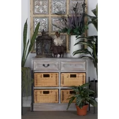 Wood Storage Accent Chest 4 Wicker Basket Drawers Taupe - Olivia & May -Cozy Living Deals Store GUEST 317beaaf d460 4c3e 9a82 a2af9ebfa34a