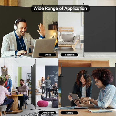 Costway Single Panel Room Divider Privacy Partition Screen For Office Home Black/Beige 6 Costway Single Panel Room Divider Privacy Partition Screen For Office Home Black/Beige - Image 6