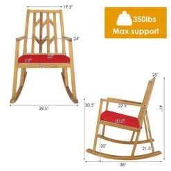 Tangkula Outdoor Rocking Chair Acacia Wood Armrest Cushioned Sofa W/Removable High-Density Cushion For Garden -Cozy Living Deals Store GUEST 318bbe23 3c4b 442f a9e1 dbd3ee12c0af