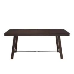 71" Tanya Modern Farmhouse Metal Stretcher Dining Table Dark Brown Oak - Saracina Home -Cozy Living Deals Store GUEST 318da050 abf9 4756 b1f1 bc601f9c5ee6