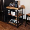 Sunnydaze Decor Sunnydaze 3 Tier Rustic Industrial Style Rolling Indoor Bar Cart With Wine Bottle And Stemware Rack