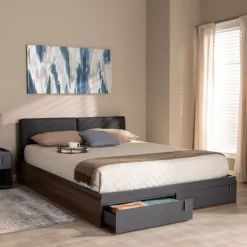 Queen Rikke Two-Tone Wood Platform Storage Bed With Upholstered Headboard Gray - Baxton Studio 13 Queen Rikke Two-Tone Wood Platform Storage Bed With Upholstered Headboard Gray - Baxton Studio -Cozy Living Deals Store GUEST 31b529a5 3970 4ffa a2e7 24d21369c742